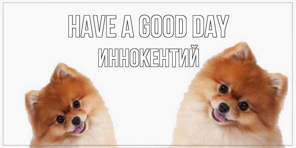Greetings card с именем, Иннокентий Have a good day собачки желают прекрасного дня Greetings with text for free download 