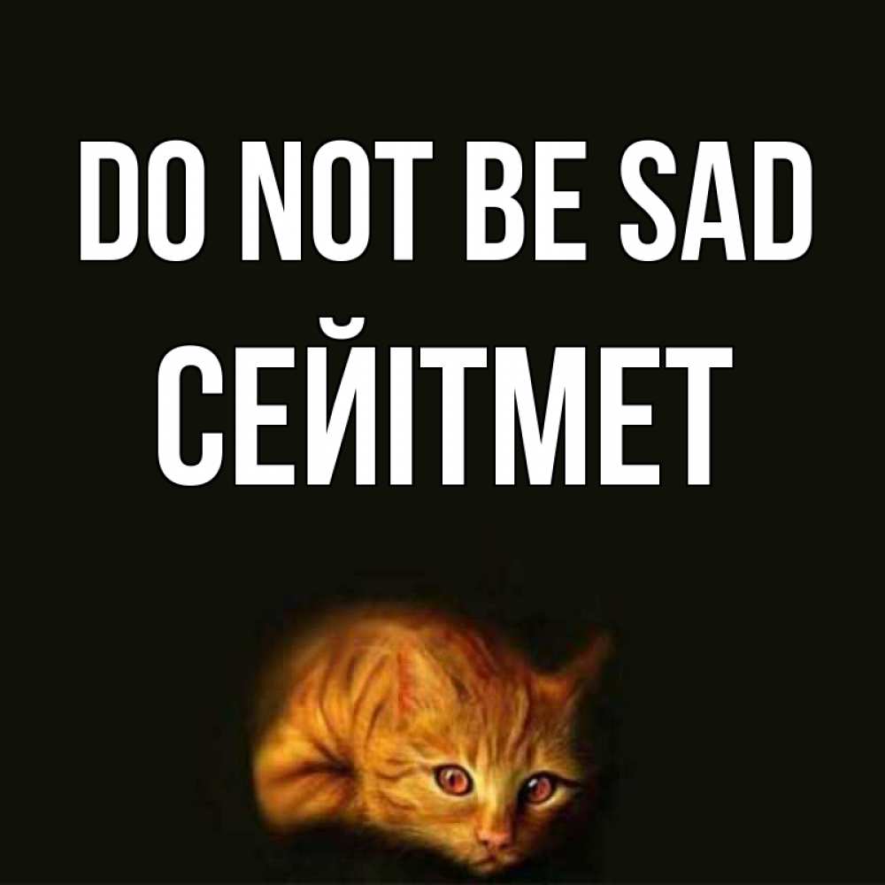 Greetings card с именем, СЕЙІТМЕТ Do not be sad лежащий кот в темноте Greetings with text for free download 