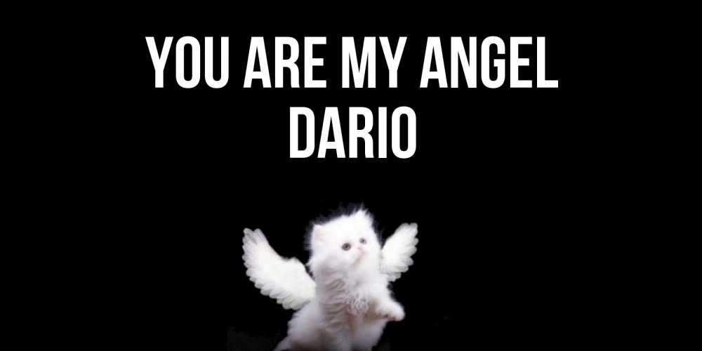 Greetings card с именем, Dario You are my angel Кот ангел Greetings with text for free download 