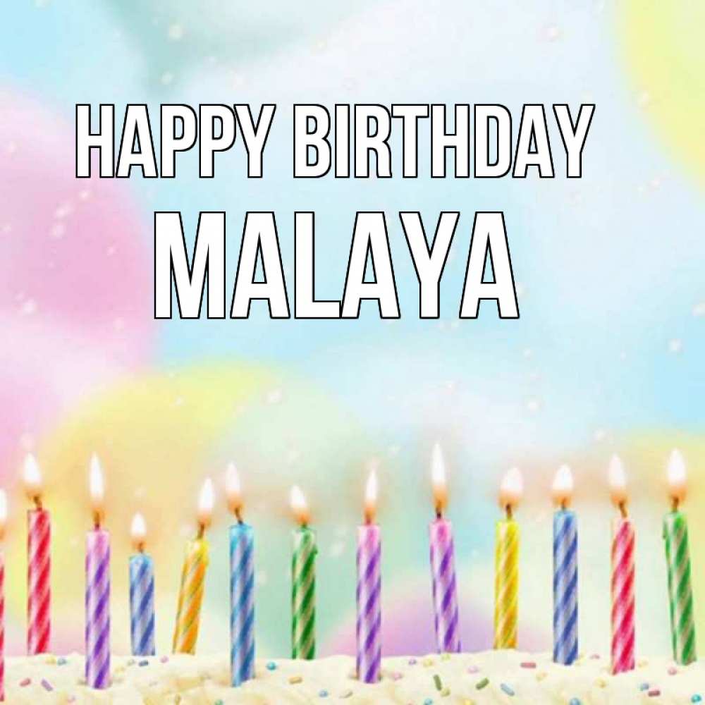 Greetings card с именем, Malaya Happy Birthday разноцветное Greetings with text for free download 