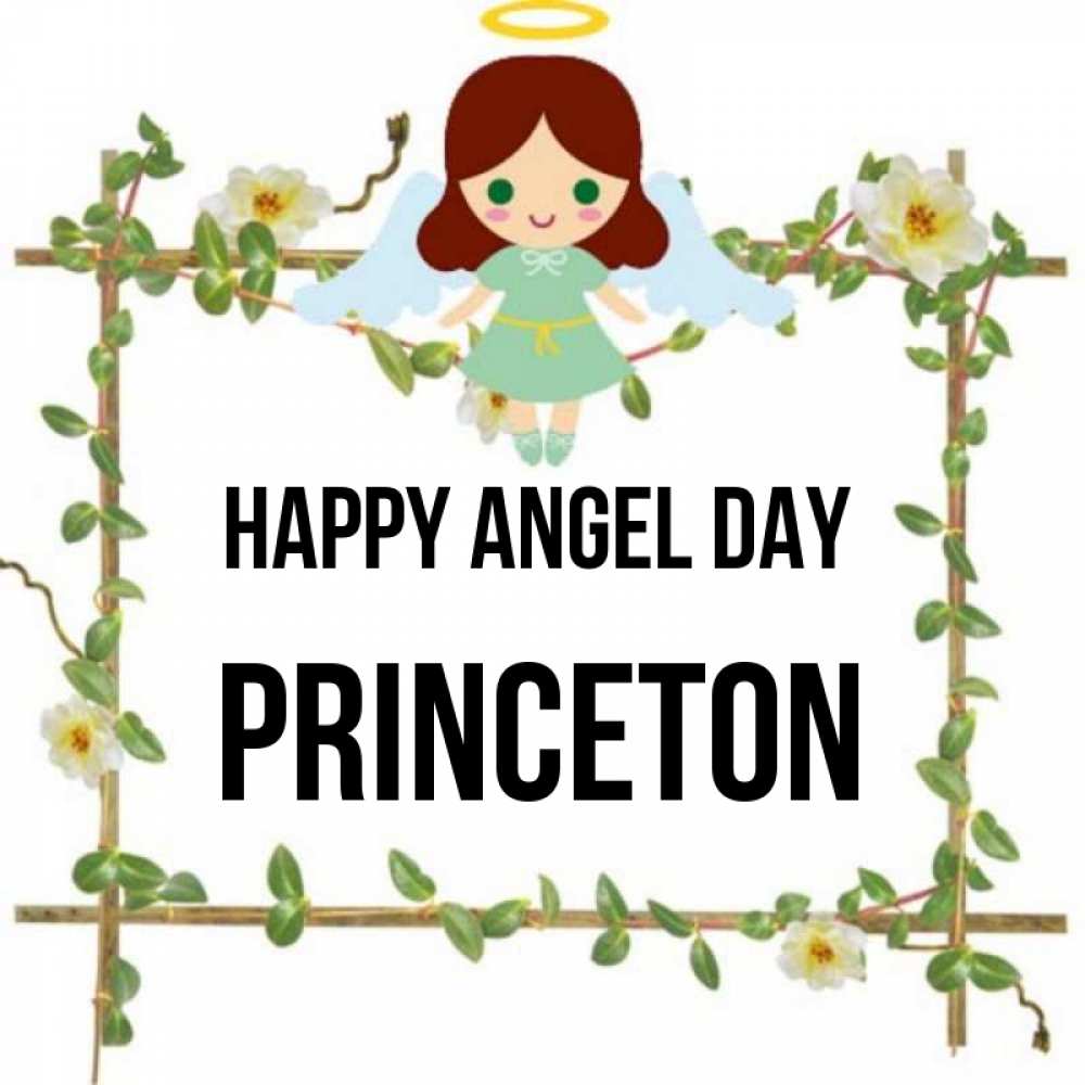 Greetings card с именем, Princeton happy angel day Ангел с нимбом Greetings with text for free download 