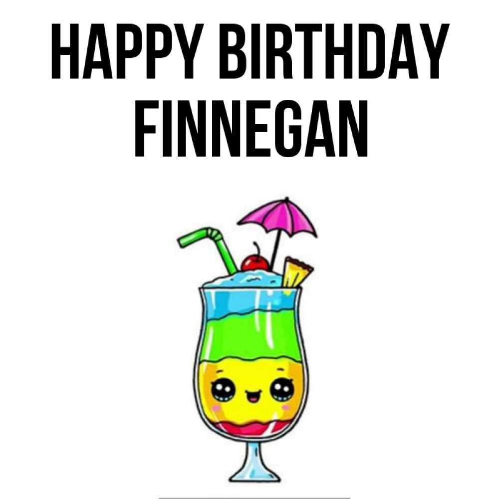 Greetings card с именем, Finnegan Happy Birthday с зонтиком Greetings with text for free download 