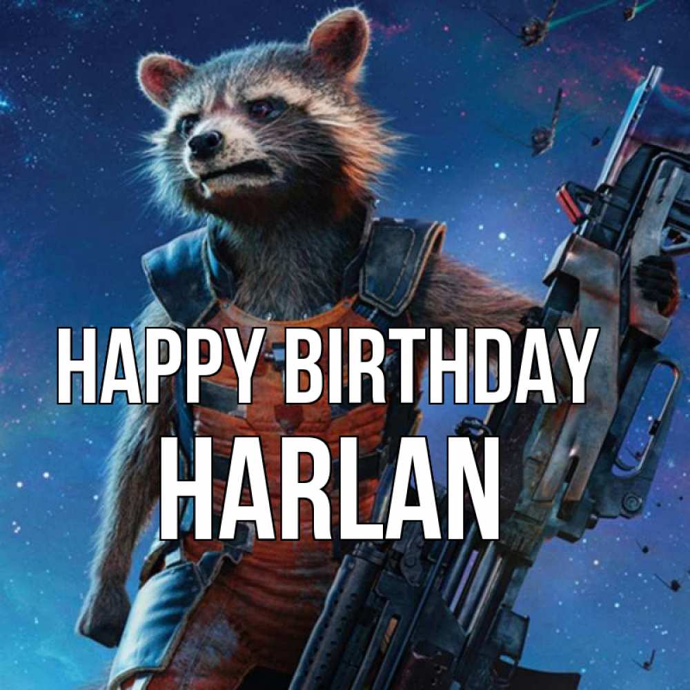 Greetings card с именем, Harlan Happy Birthday реактивный Рокета Greetings with text for free download 