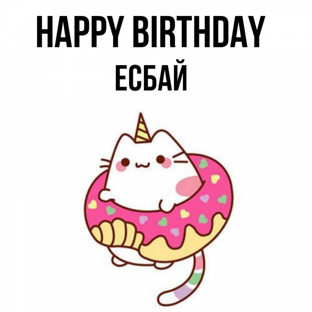 Greetings card с именем, Есбай Happy Birthday меньше надо жрать Greetings with text for free download 