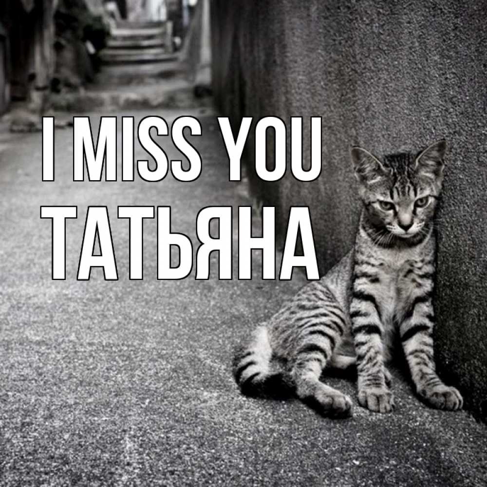 Greetings card с именем, Татьяна I miss you одиноко котику Greetings with text for free download 