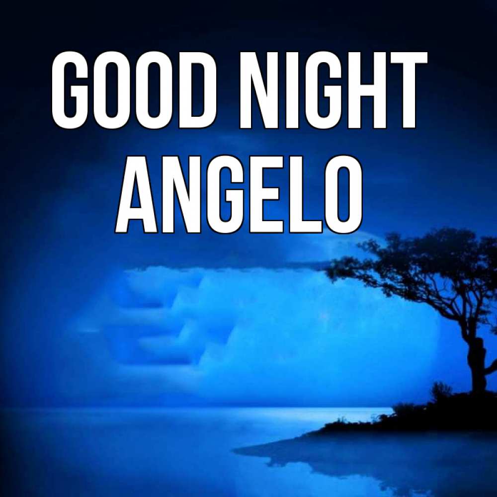 Greetings card с именем, Angelo Good night ночное побережье Greetings with text for free download 
