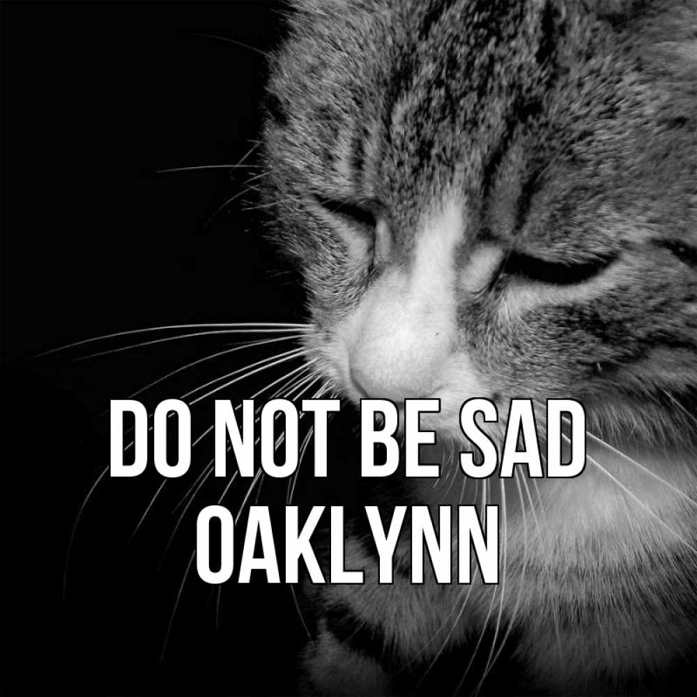 Greetings card с именем, Oaklynn Do not be sad грустный котик Greetings with text for free download 