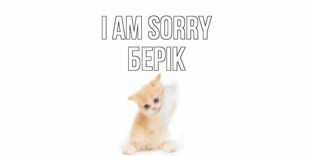 Greetings card с именем, Берік I am sorry кот Greetings with text for free download 