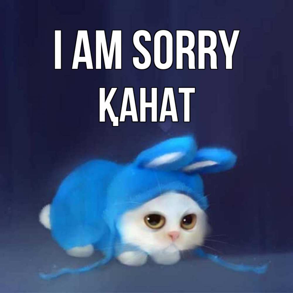 Greetings card с именем, Қанат I am sorry невинный котозай просит прощения Greetings with text for free download 