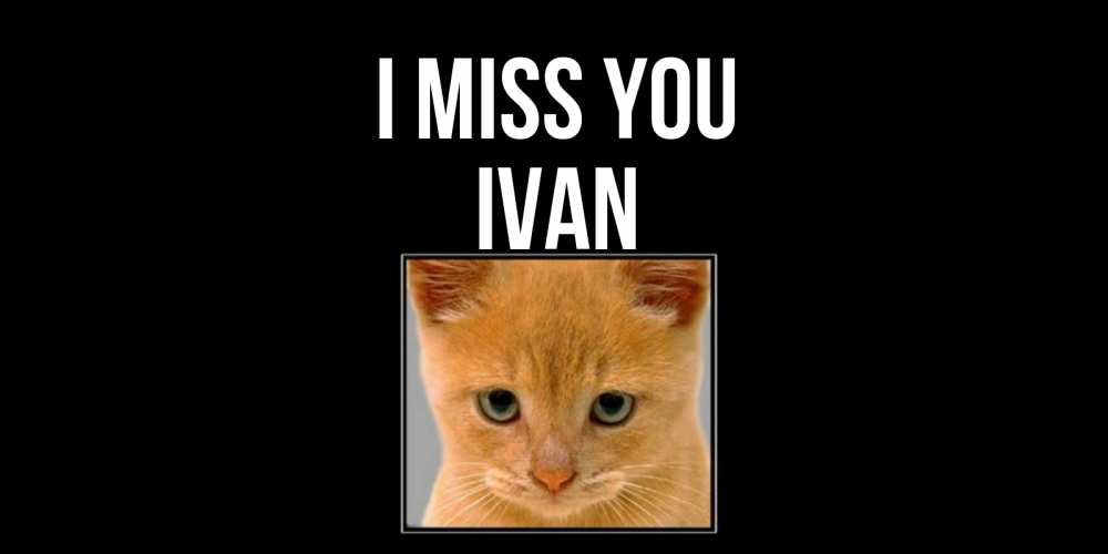 Greetings card с именем, Ivan I miss you открытки рыжий котенок скучает по тебе Greetings with text for free download 