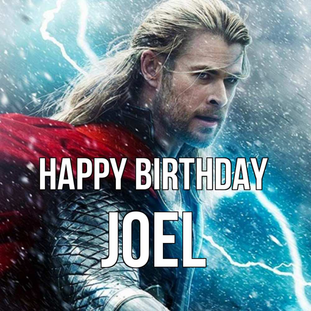 Greetings card с именем, Joel Happy Birthday марвел боги Greetings with text for free download 