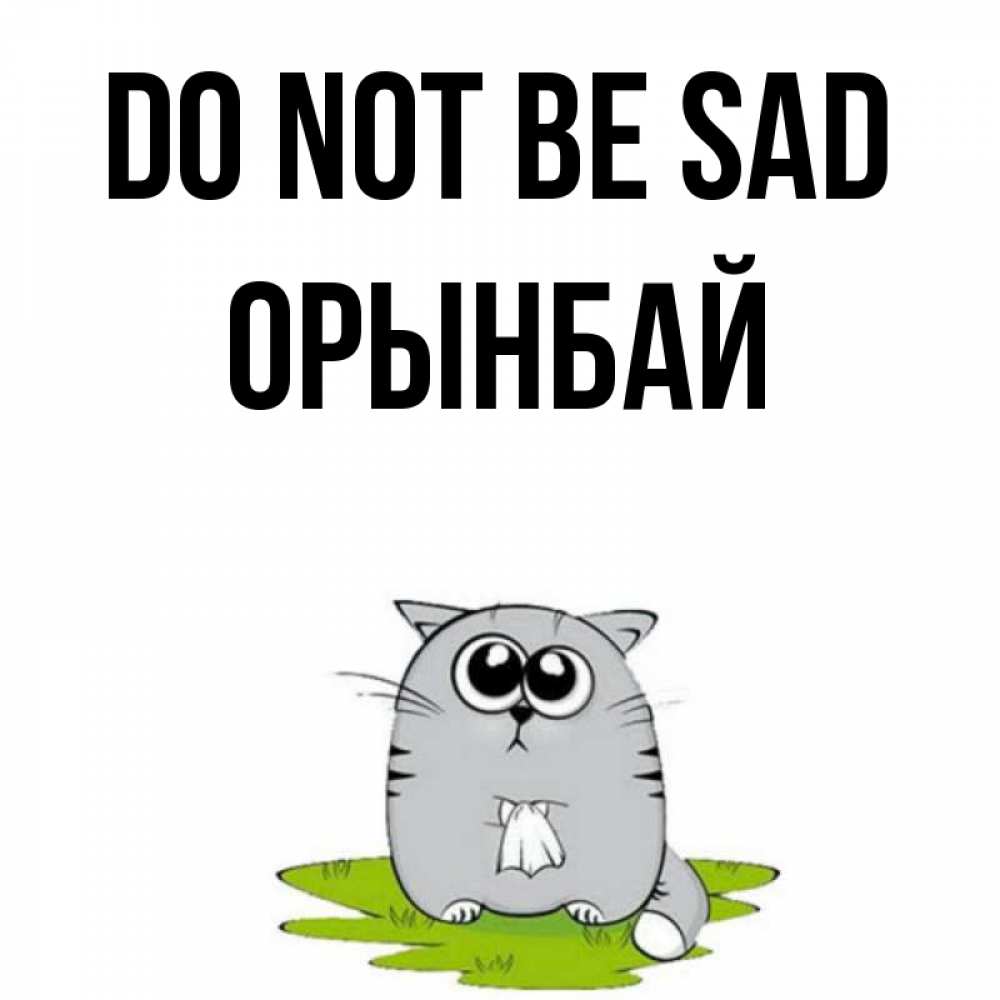 Greetings card с именем, ОРЫНБАЙ Do not be sad грустный котяра Greetings with text for free download 