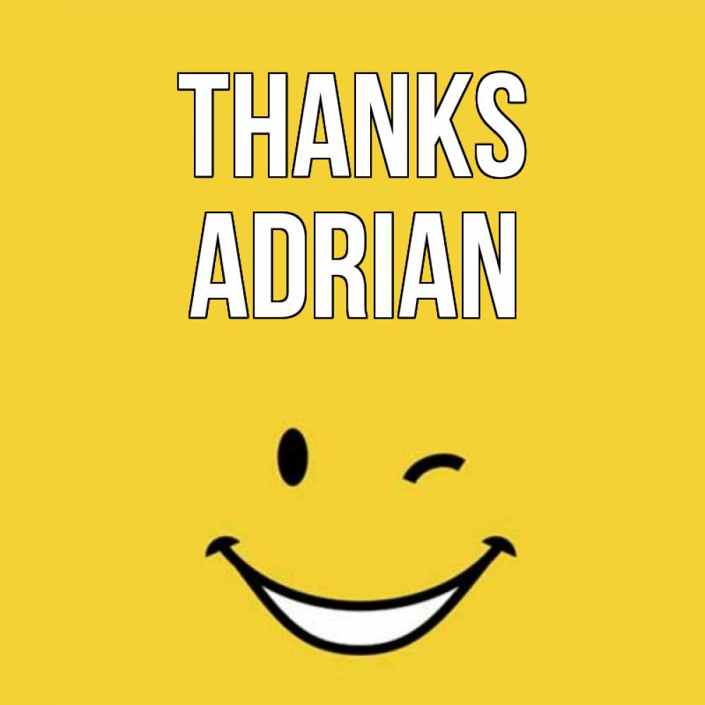 Greetings card с именем, Adrian Thanks благодарю и улыбаюсь Greetings with text for free download 