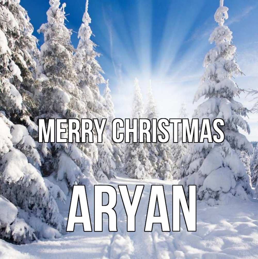 Greetings card с именем, Aryan Merry Christmas зима, лес Greetings with text for free download 