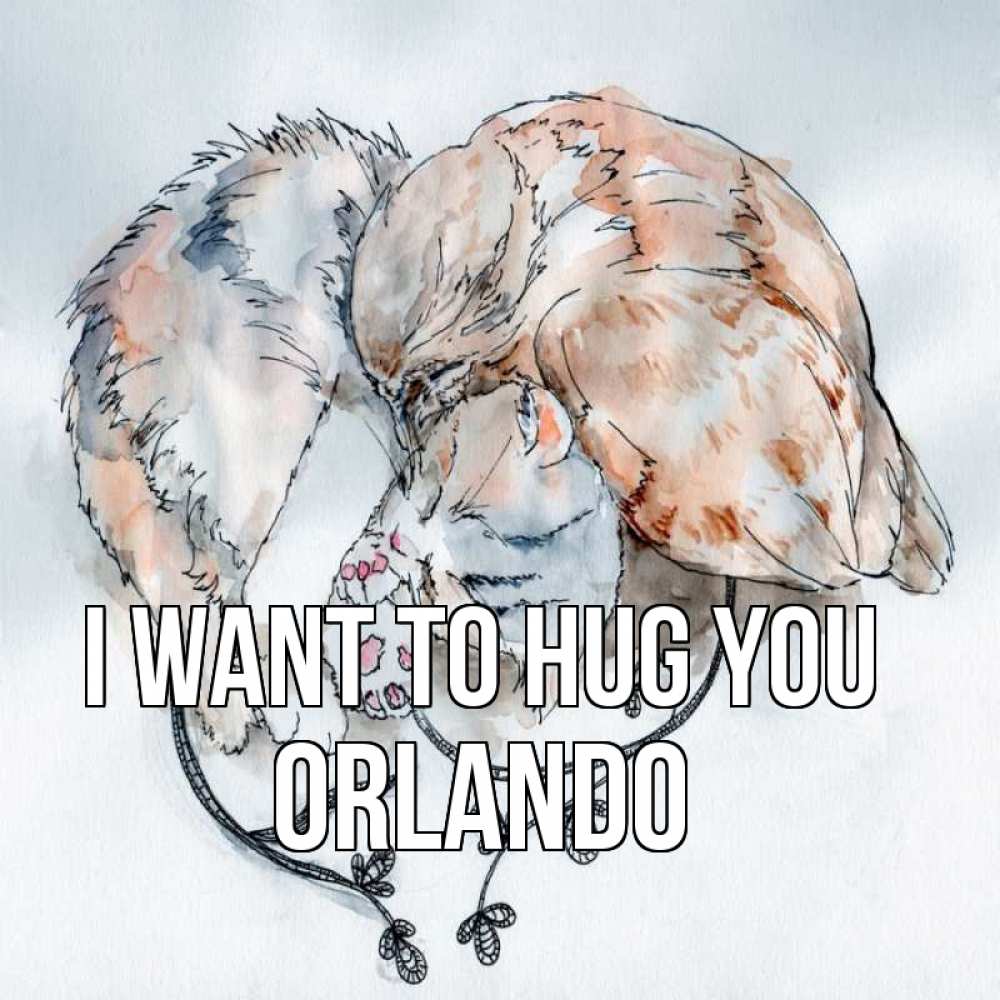Greetings card с именем, Orlando I want to hug you можно быть вместе даже когда очень разные Greetings with text for free download 