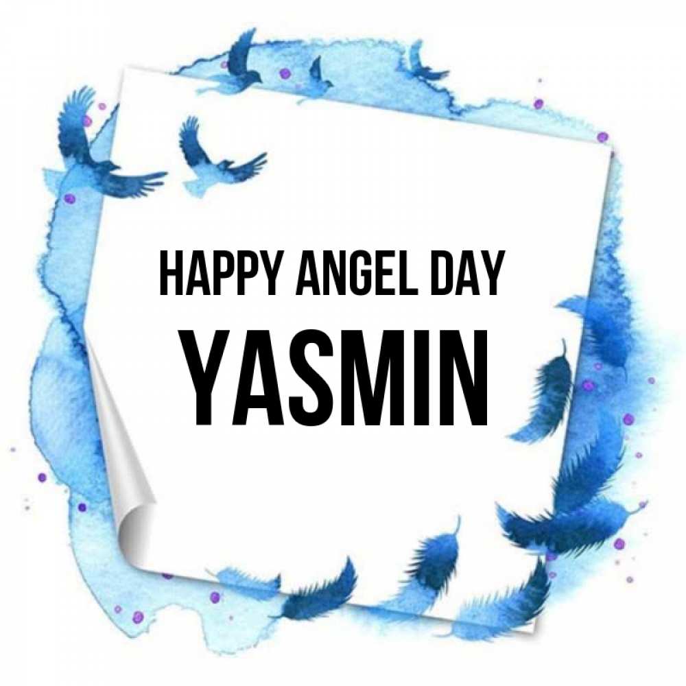 Greetings card с именем, Yasmin happy angel day красивые птицы летят Greetings with text for free download 