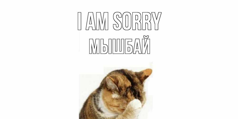 Greetings card с именем, МЫШБАЙ I am sorry кот Greetings with text for free download 