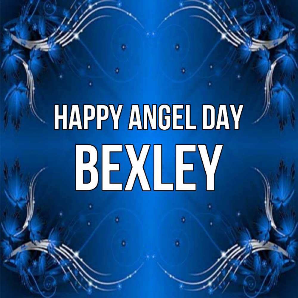 Greetings card с именем, Bexley happy angel day красивая рамочка с узорами Greetings with text for free download 