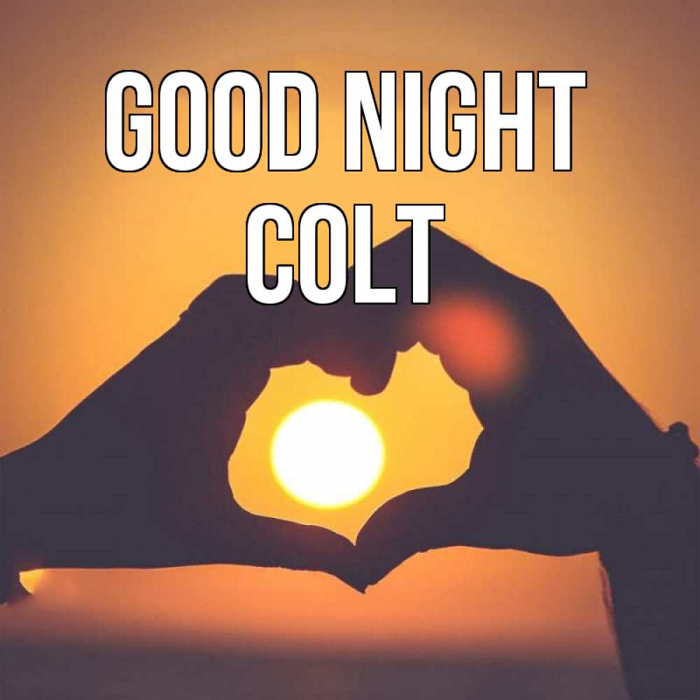Greetings card с именем, Colt Good night садится солнце Greetings with text for free download 