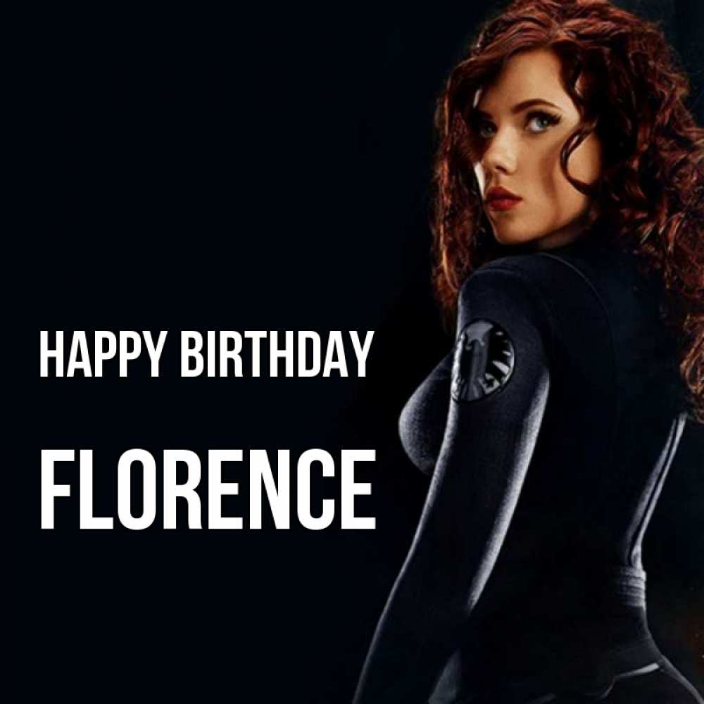 Greetings card с именем, Florence Happy Birthday Марвел черная вдова Greetings with text for free download 