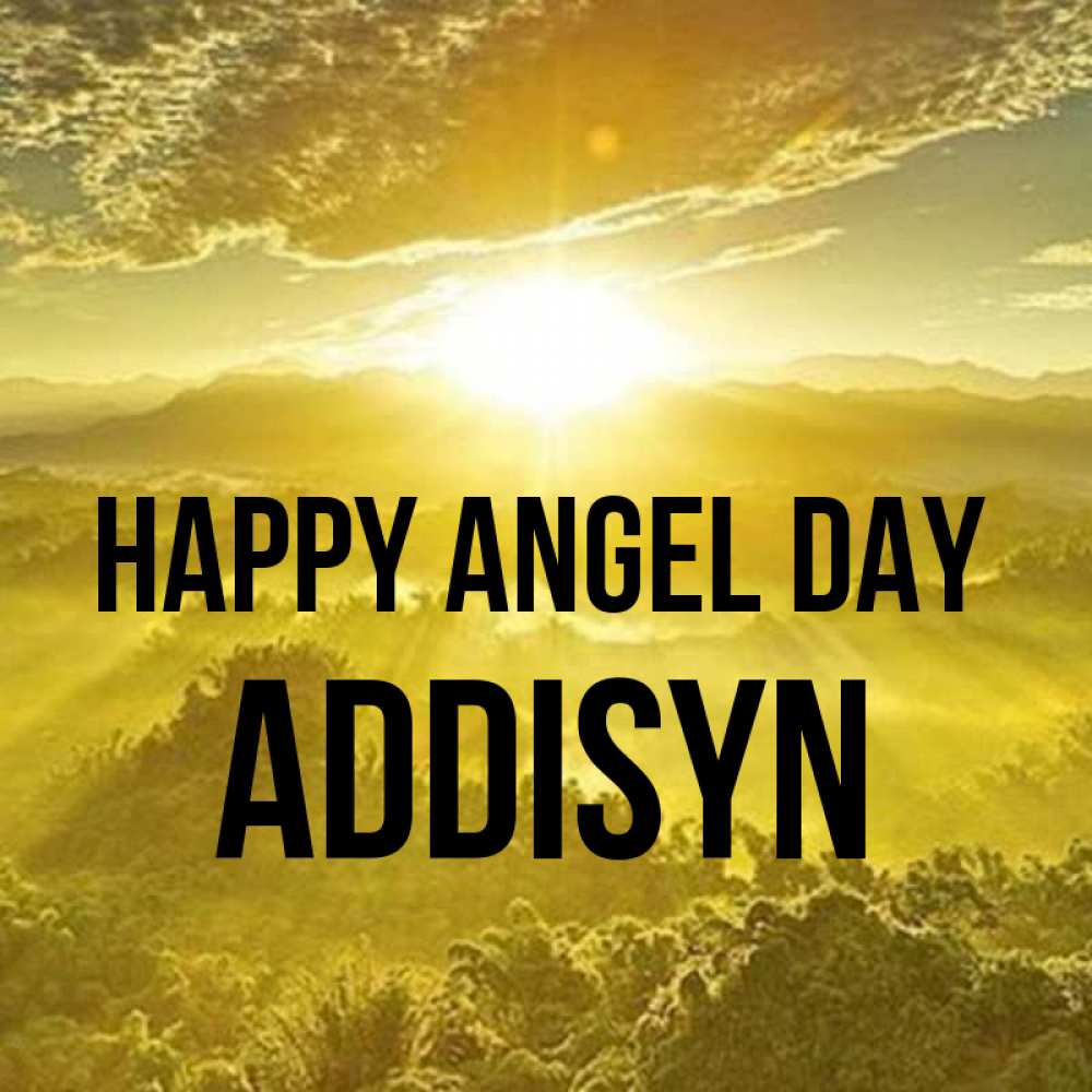 Greetings card с именем, Addisyn happy angel day леса и небо в желтом Greetings with text for free download 