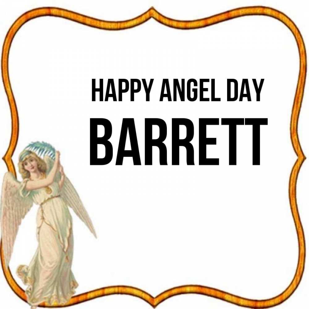 Greetings card с именем, Barrett happy angel day рамочка простая Greetings with text for free download 