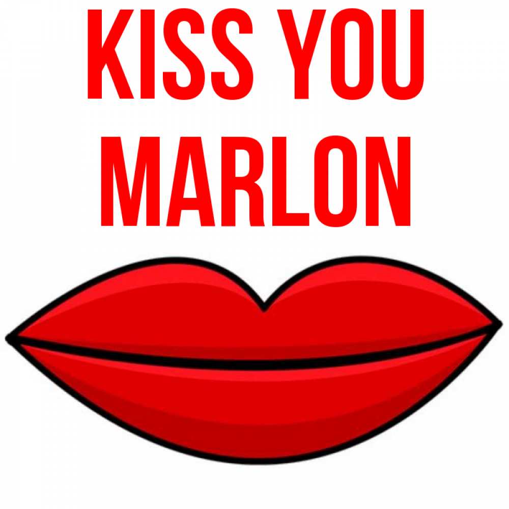 Greetings card с именем, Marlon Kiss you губы векторные Greetings with text for free download 