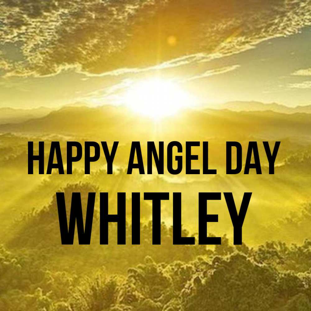 Greetings card с именем, Whitley happy angel day леса и небо в желтом Greetings with text for free download 