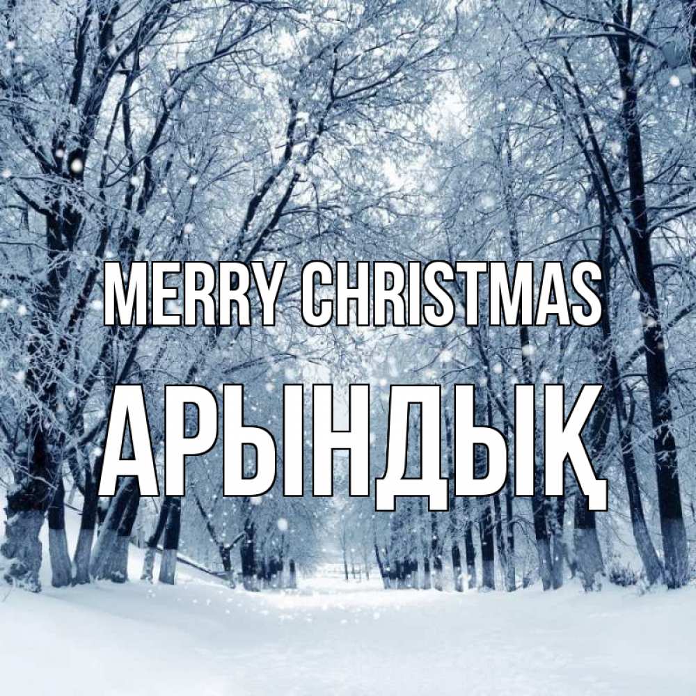 Greetings card с именем, Арындық Merry Christmas снег, лес, парк Greetings with text for free download 