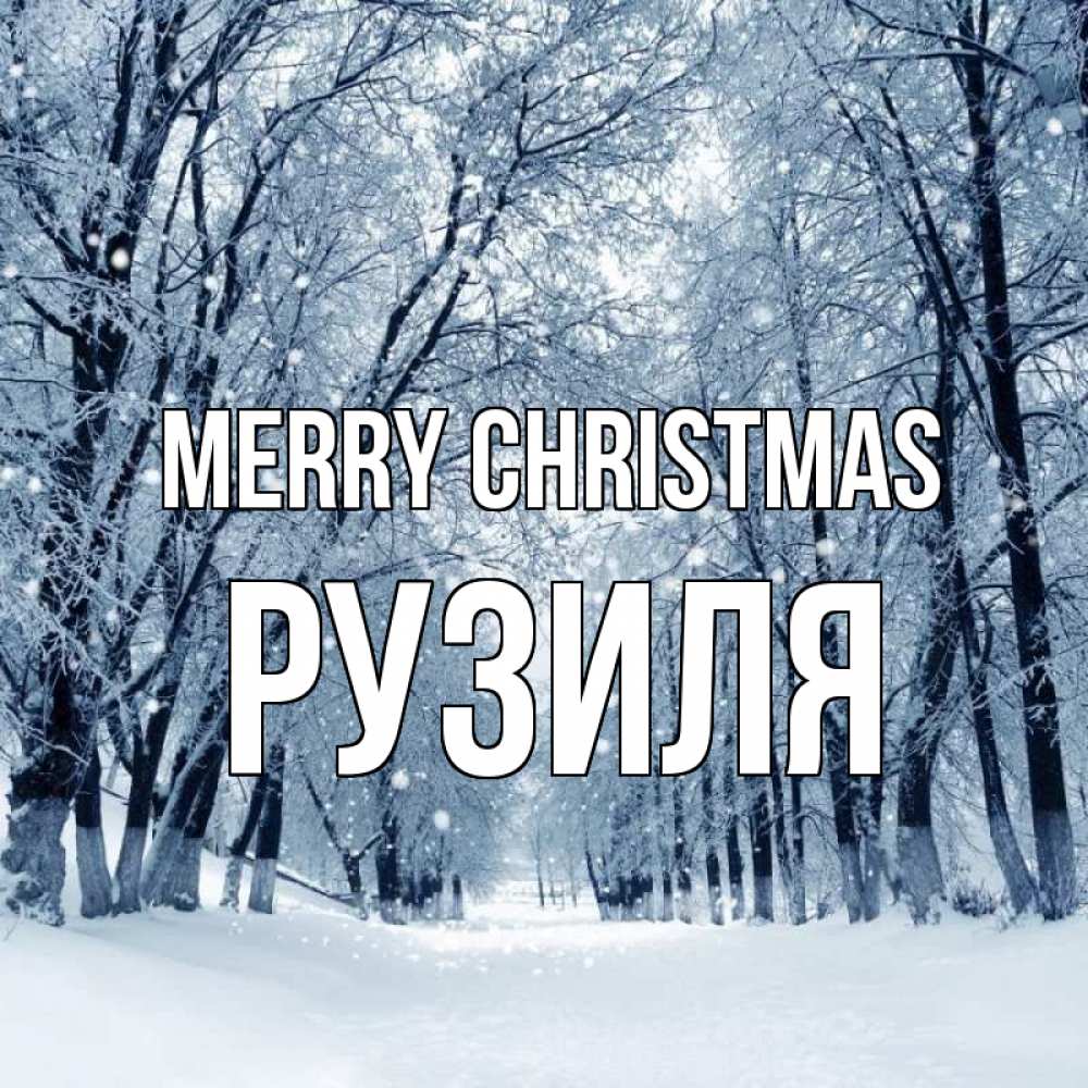 Greetings card с именем, Рузиля Merry Christmas снег, лес, парк Greetings with text for free download 