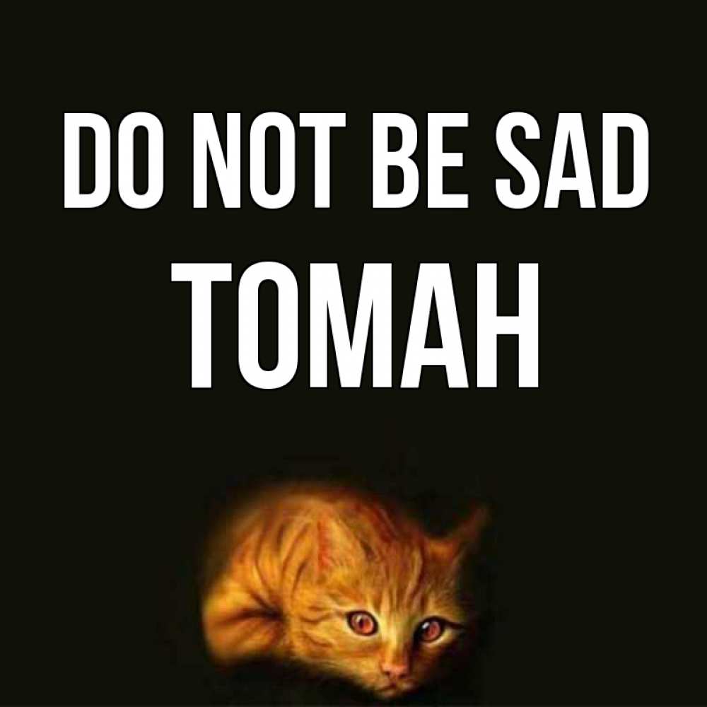 Greetings card с именем, ТОМАН Do not be sad лежащий кот в темноте Greetings with text for free download 