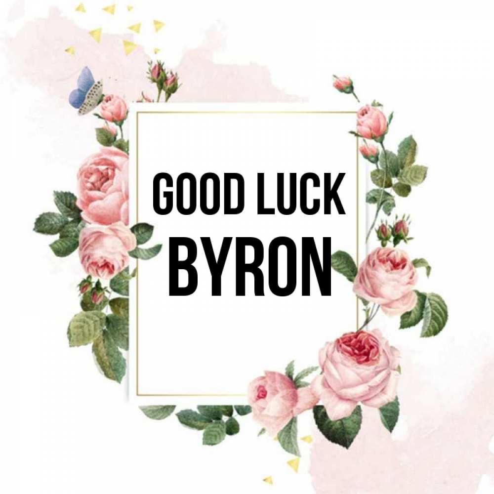 Greetings card с именем, Byron Good luck розовые розы Greetings with text for free download 