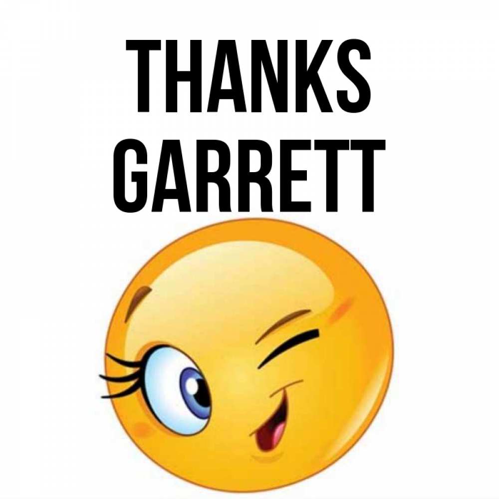 Greetings card с именем, Garrett Thanks открытка с подмигивающим смайлом Greetings with text for free download 