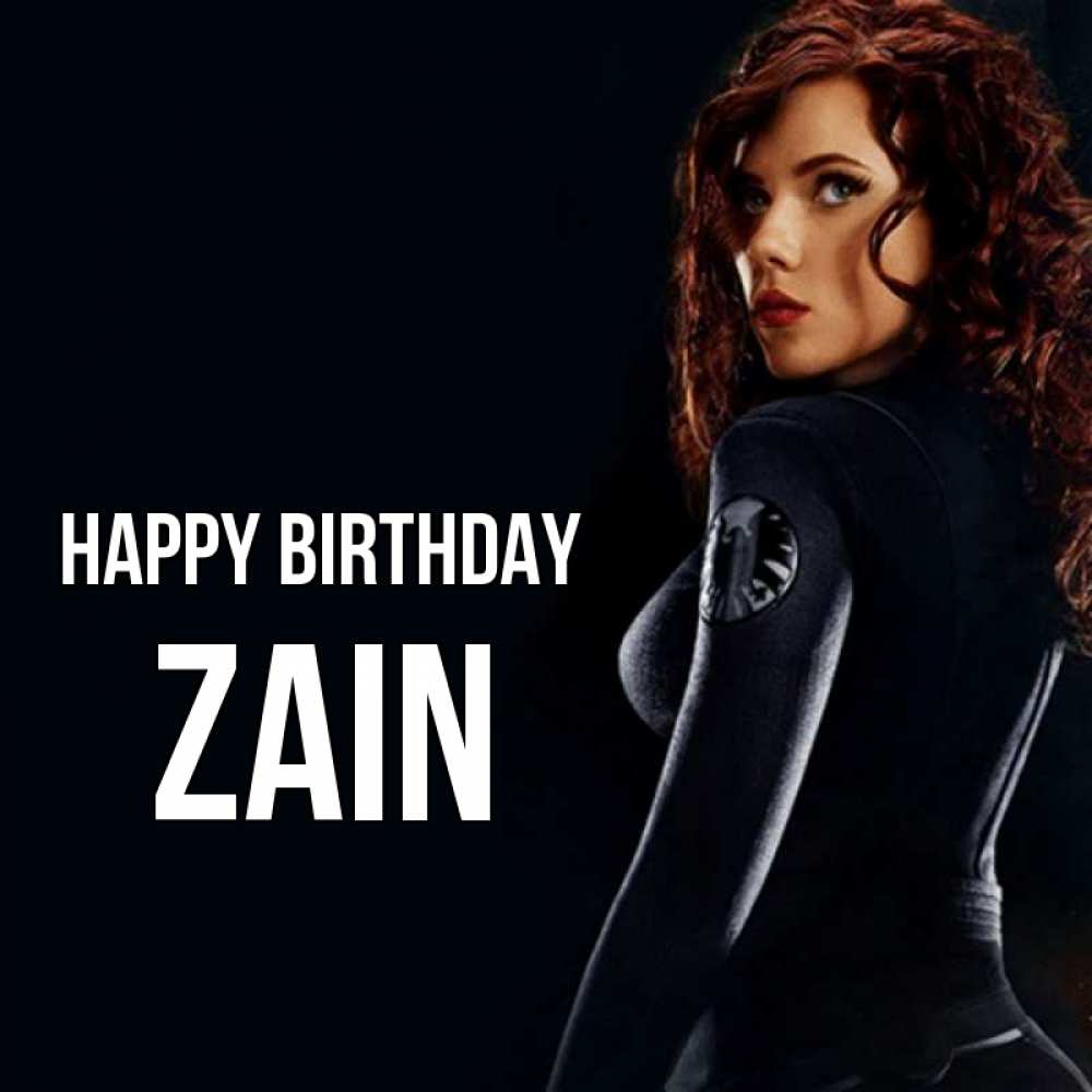 Greetings card с именем, Zain Happy Birthday Марвел черная вдова Greetings with text for free download 