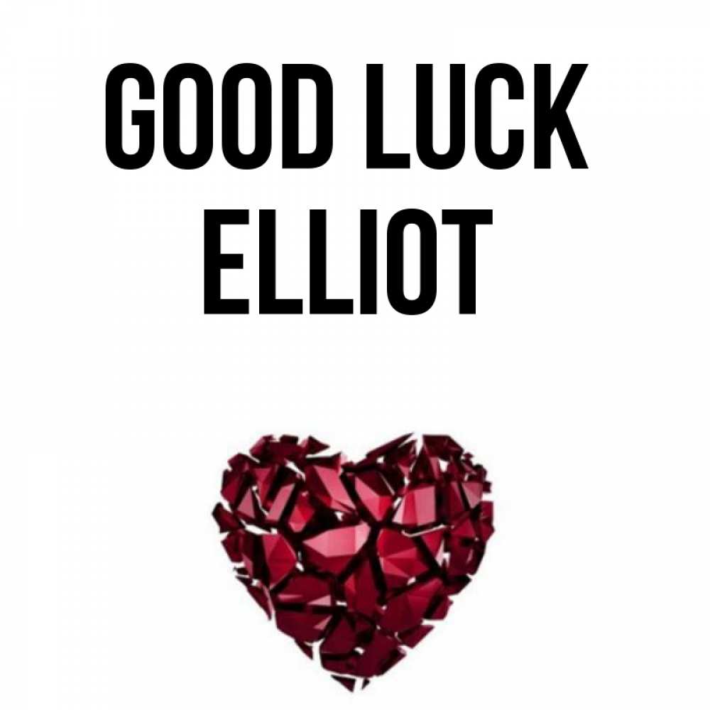 Greetings card с именем, Elliot Good luck бордовое из кристаллов  1 Greetings with text for free download 