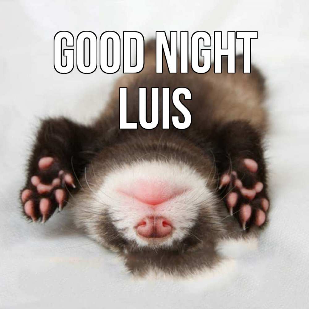 Greetings card с именем, Luis Good night зверек Greetings with text for free download 