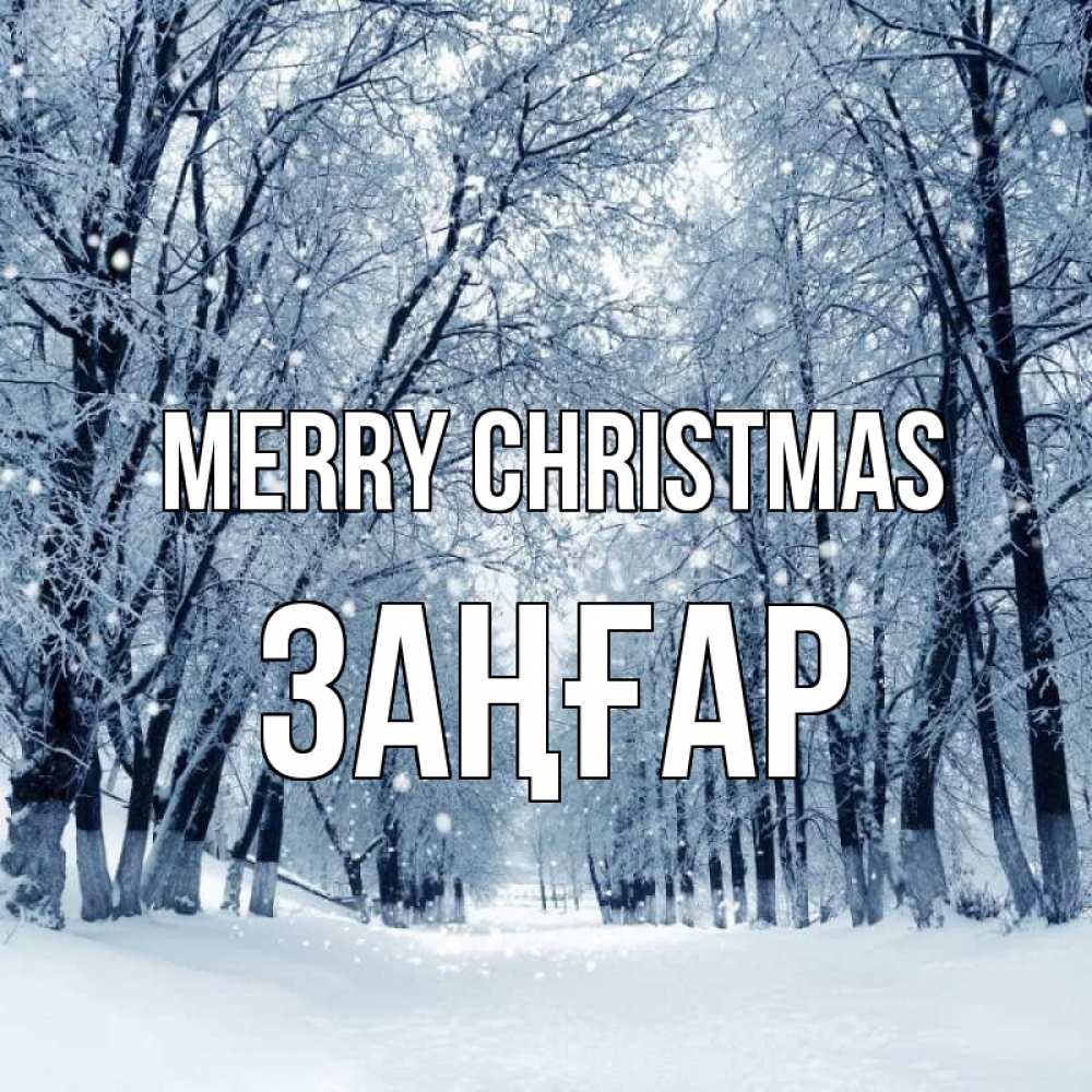 Greetings card с именем, Заңғар Merry Christmas снег, лес, парк Greetings with text for free download 