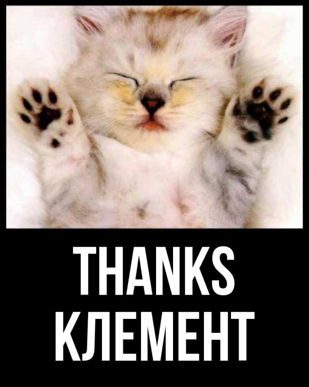 Greetings card с именем, Клемент Thanks маленький котенок Greetings with text for free download 