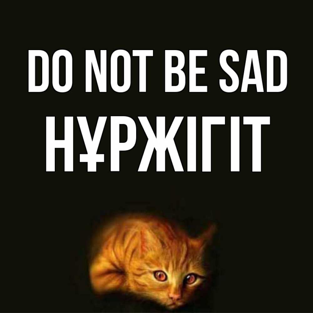 Greetings card с именем, НҰРЖІГІТ Do not be sad лежащий кот в темноте Greetings with text for free download 