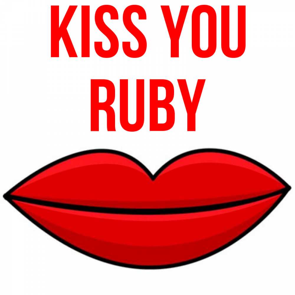 Greetings card с именем, Ruby Kiss you губы векторные Greetings with text for free download 