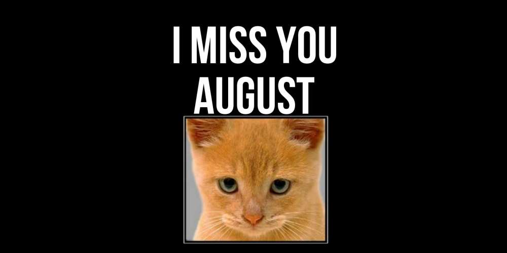 Greetings card с именем, August I miss you открытки рыжий котенок скучает по тебе Greetings with text for free download 