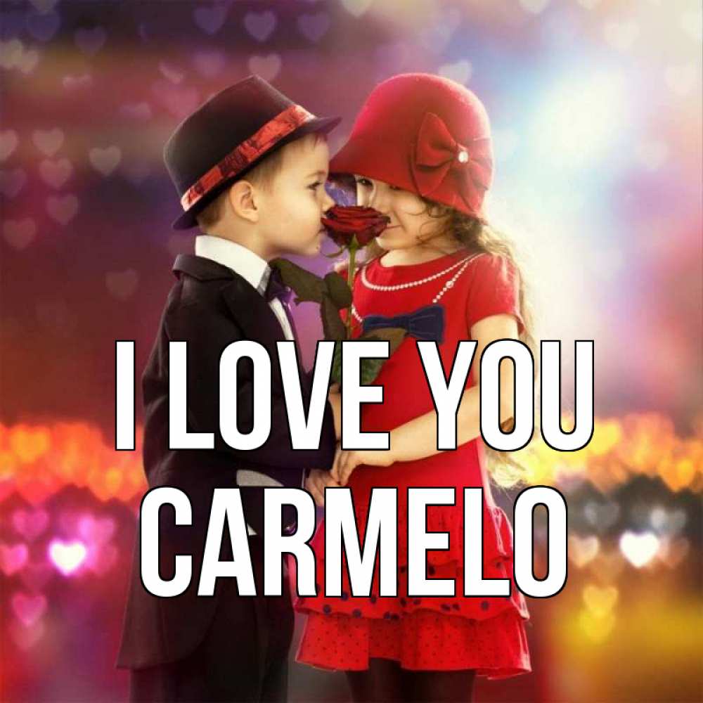 Greetings card с именем, Carmelo I love you черное и красное и роза Greetings with text for free download 