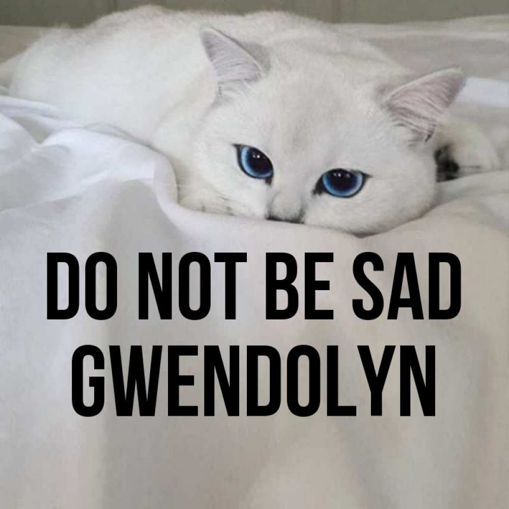 Greetings card с именем, Gwendolyn Do not be sad Голубоглазая кошка Greetings with text for free download 