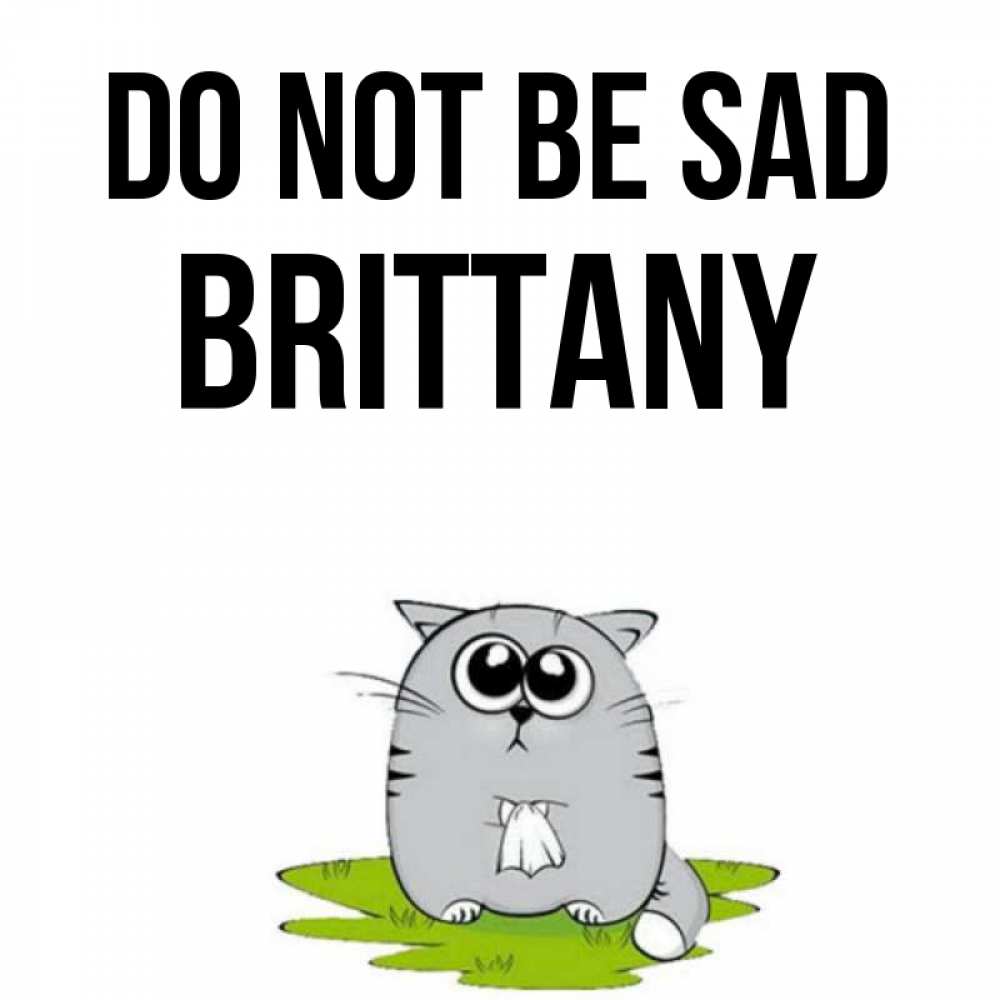 Greetings card с именем, Brittany Do not be sad грустный котяра Greetings with text for free download 