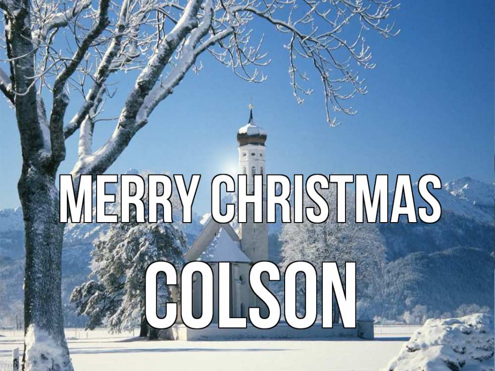 Greetings card с именем, Colson Merry Christmas зима, храм, костел Greetings with text for free download 
