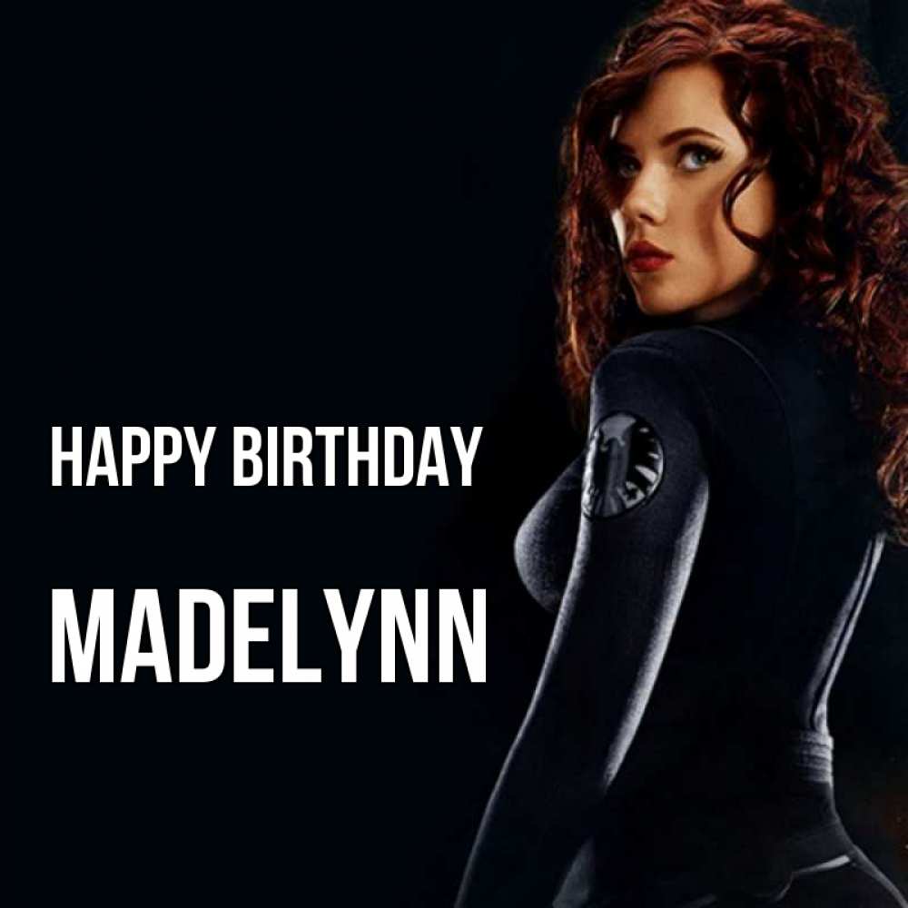 Greetings card с именем, Madelynn Happy Birthday Марвел черная вдова Greetings with text for free download 
