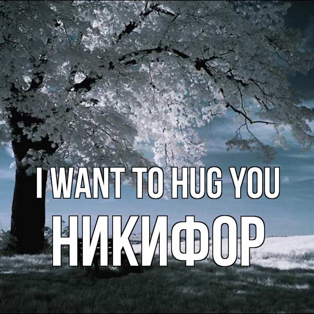 Greetings card с именем, Никифор I want to hug you дерево Greetings with text for free download 