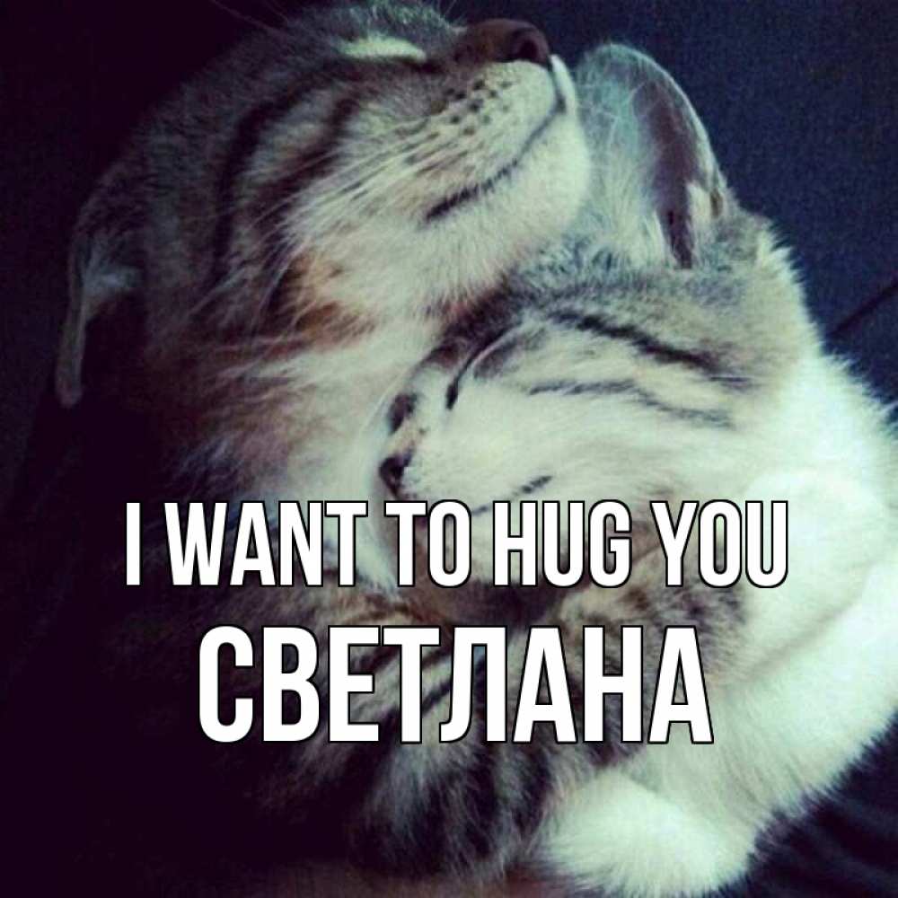 Greetings card с именем, Светлана I want to hug you полосатики Greetings with text for free download 
