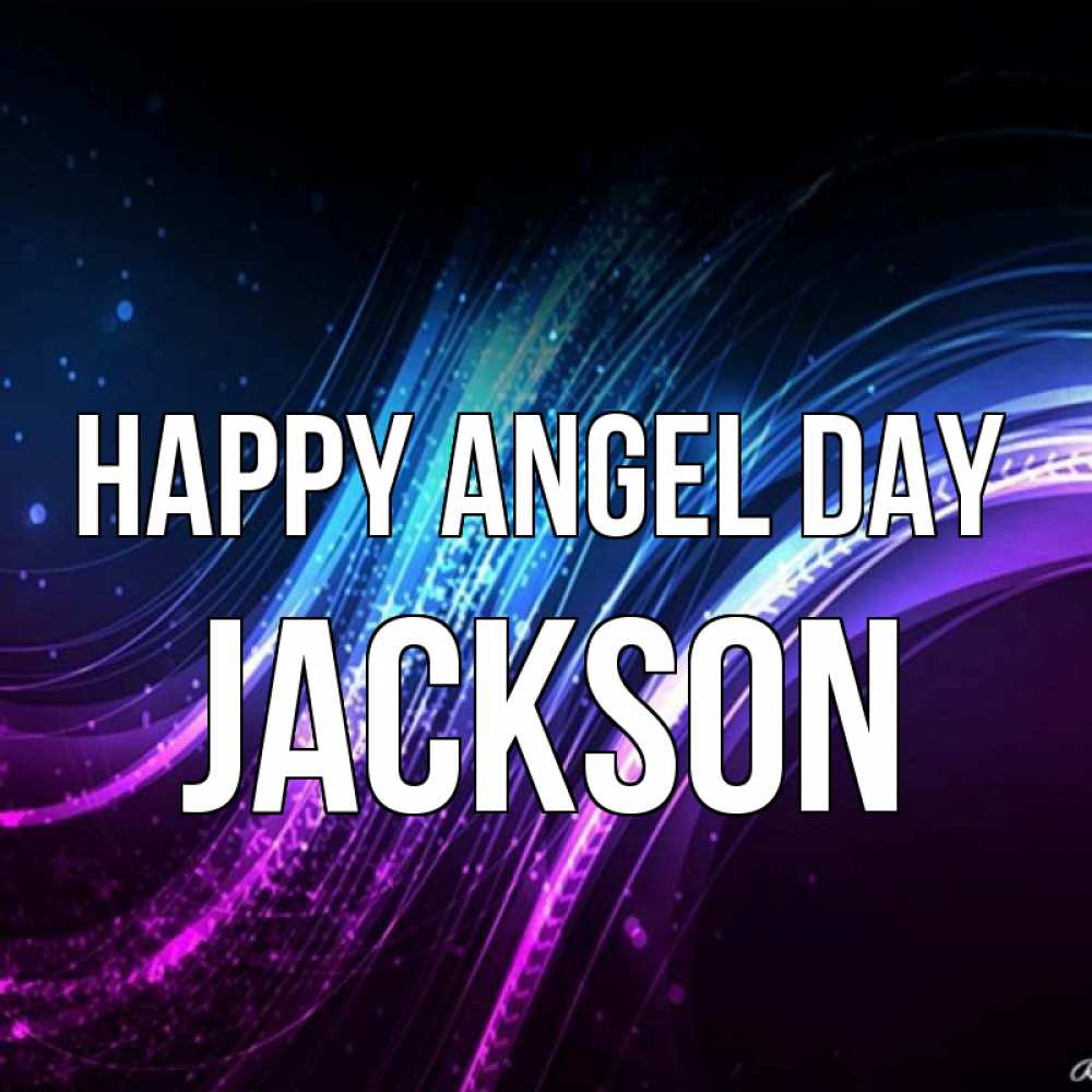 Greetings card с именем, Jackson happy angel day фиолетовый фон Greetings with text for free download 