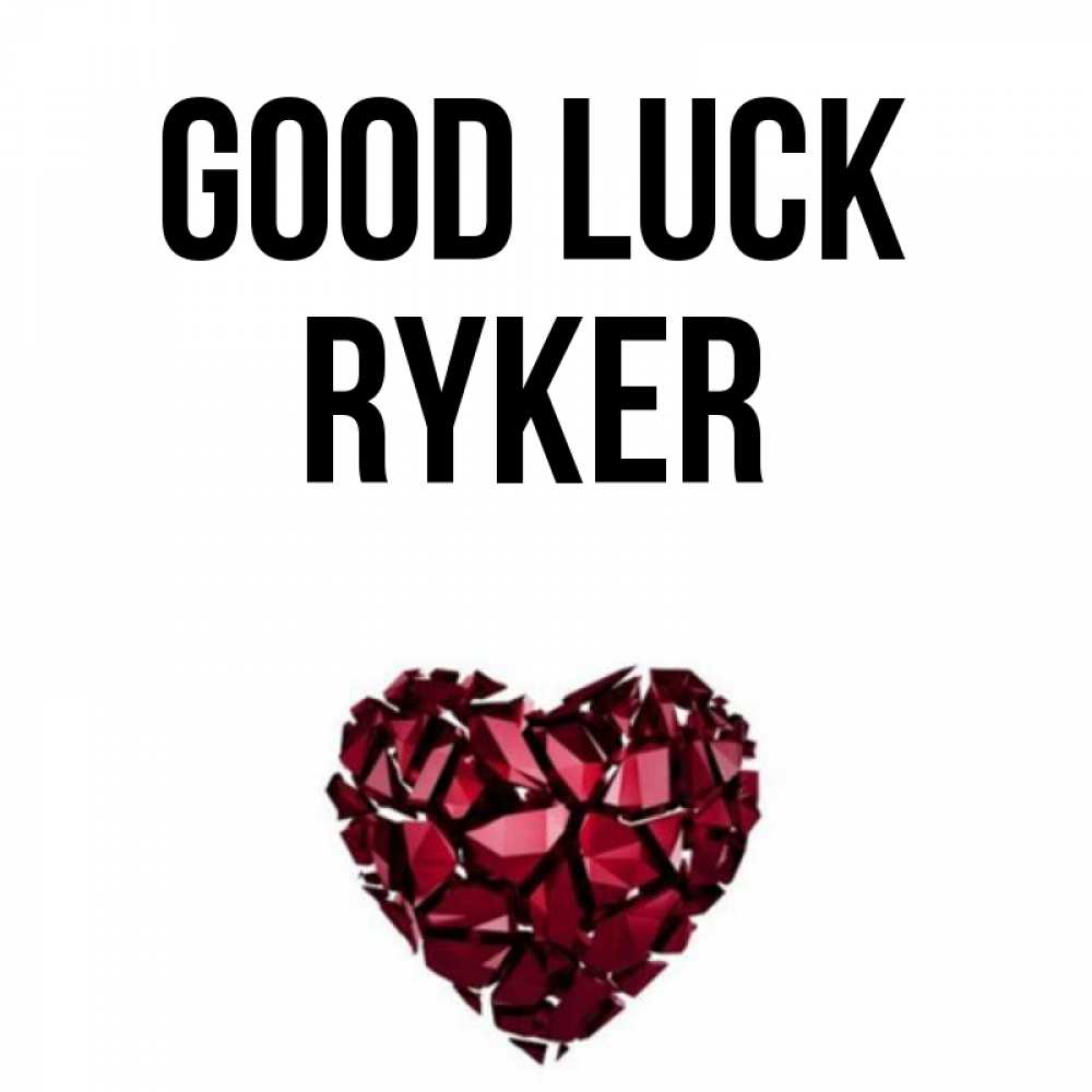 Greetings card с именем, Ryker Good luck бордовое из кристаллов  1 Greetings with text for free download 